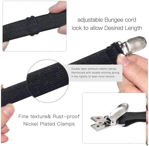 Adjustable Bed Sheet Clips, Sheet Fasteners Holder Straps and Suspender, Gripper, Extend From 21" to 80" Long Style Elastic Fasteners Bands Heavy Duty Suit for Mattress, Sofa, Couch, Recliner and More - 2