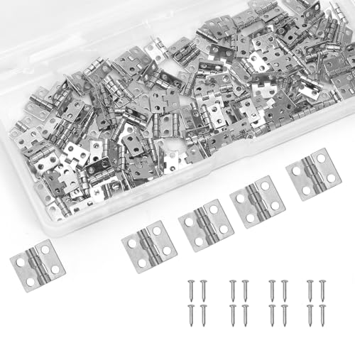 LifCratms 100 Pcs Mini Hinges, 10 x 8 mm Silvery