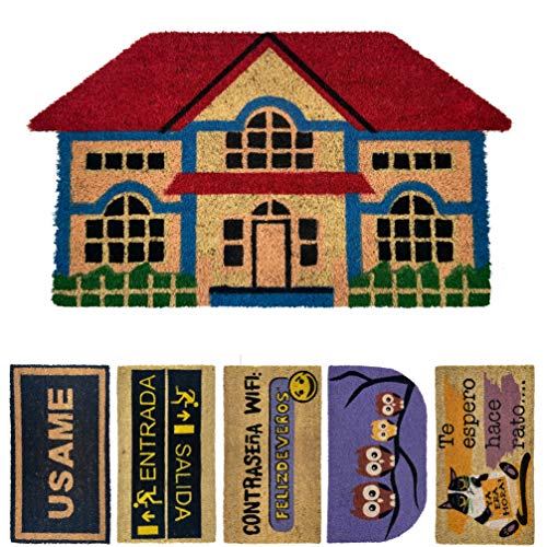LucaHome - Felpudo de Coco Natural 70x40 con Base Antideslizante, Felpudo de Coco Divertido Casa, Felpudo Absorbente Entrada casa, Ideal para Puerta Exterior o Pasillo