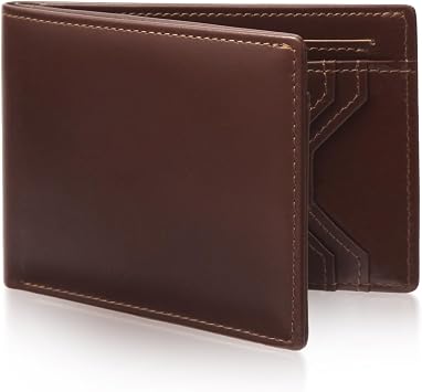 bifold leather wallets for men rfid blocking,slim mens minimalist wallet 8 card slot with 1 ID windowcoffee