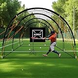 Kunup Baseball Batting Cage for Backyard, 33' Softball Cage Batting Net Portable with Carrying Bag Detachable Door with Hitting Target for Batting Training Pitching Practice