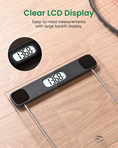 Fitindex Bathroom Scale For Body Weight, Clear Digital Weighing Scale With Large Lcd Display, High Precision Sensors, Transparent And Slim Tempered Glass, 400 Lbs #TOP3