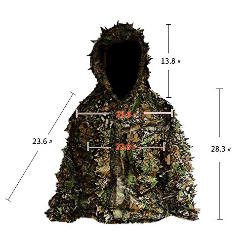 HYFAN Ghillie Anzüge 3D Blätter Wald Camouflage Kleidung Outdoor Army Military Camo Kleidung für Jungle Jagd, Paintball… – Bild 5