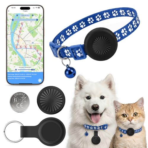 GPS Perros GPS Gatos Compatible con iOS y Android, Localizador GPS Gatos Perros Sin Suscripción, Seguimiento Global en Tiempo Real, Resistente al Agua IP67, Autonomía 365 Días, para Gatos,Perros,etc.