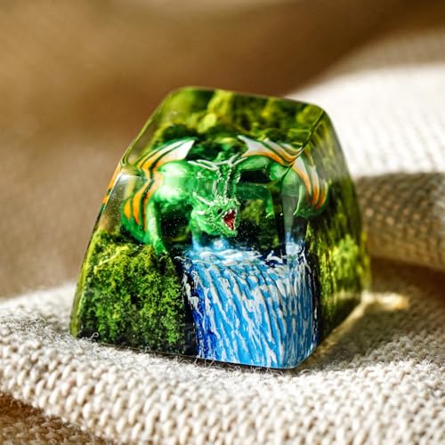 Tecla de dragón esmeralda para personalizar tu setup y teclado mecánico de resina 3