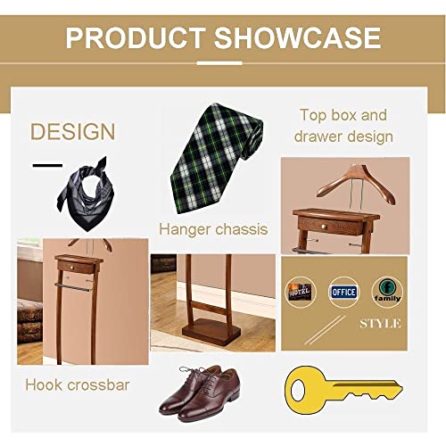 Qcesorib Galán de Noche de Madera Mueble con Estante del Cajón Hombros Anchos Curvados Perchero Delantero con Funda de Goma Antideslizante Alto x Ancho x Fondo: 112,2 x 44,4 x 30 cm - imagen 5