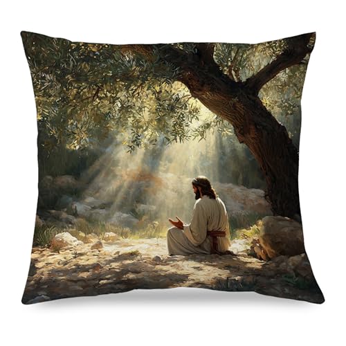 AJIPUX Christian Garden of Gethsemane Throw Pillow Cover 18x18, Religious