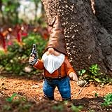 WONDHOME 6.9' Funny Garden Gnome Statues with Gun Naughty Military Gnome Mini Gnome Figurine Patio Lawn Yard Decoration for Indoor Outdoor - Christmas Birthday Gardening Gift for Mom Women
