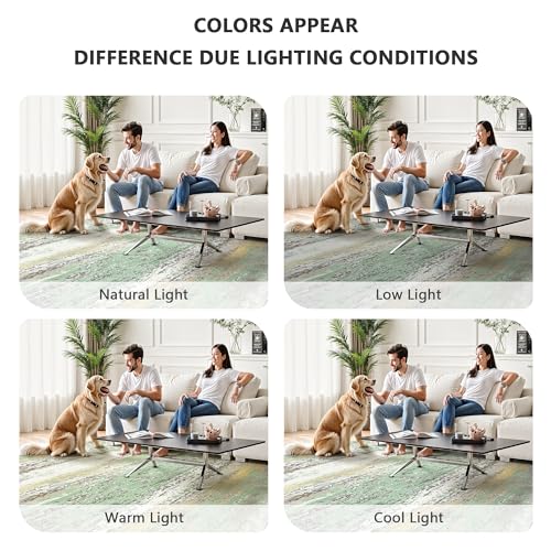 Image of 8x10 Area Rugs, Abstract Modern Ultra Soft Washable Rug, Non Slip Carpet with Rubber Back Stain Resistance Rugs for Living Room, Bedroom, Dining Room Decor(Light Green /Cream)