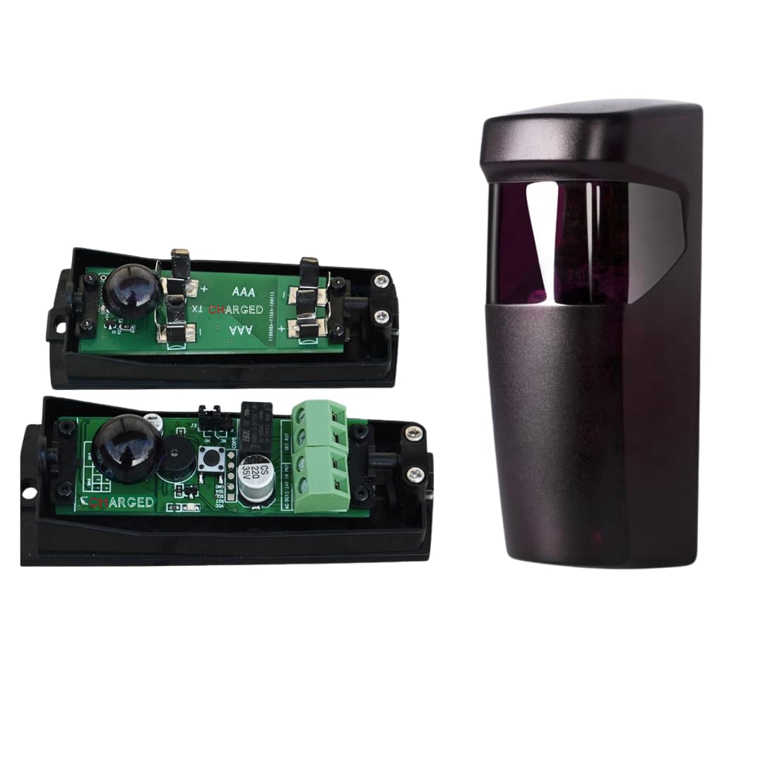 Charged FT100 Photocells - Battery and 12v-24V Combined Unit - Infrared Sensors - Wireless Photo Cell