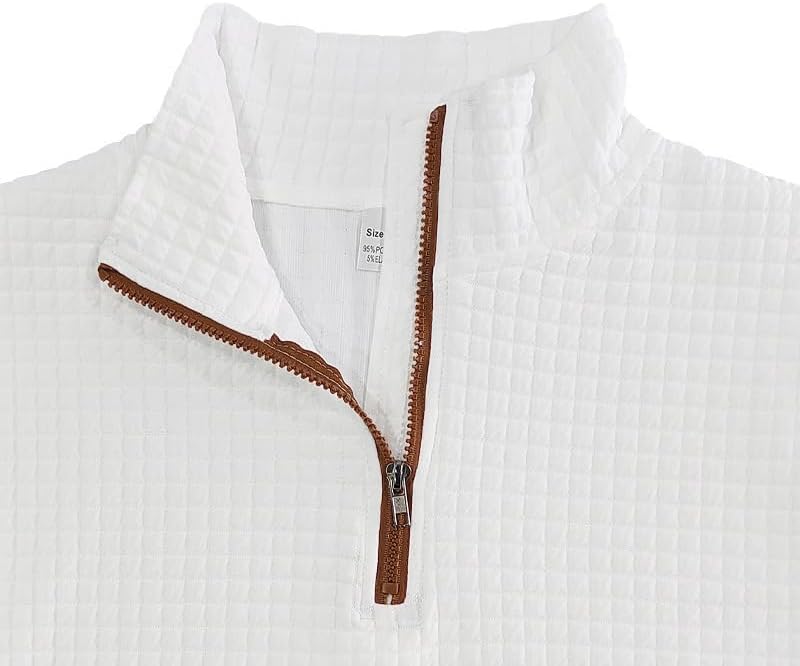 Men's Waffle Sweatshirt - Autumn Winter Quarter Zip Loose Fit Pullover for Vacation Daily Life - Image 4