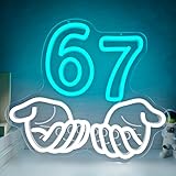 Six Seven Neon Sign for Wall Decor Hand 67 LED Sign Dimmable Funny MEME Light Up Sign for Bedroom Game Room Hand Six Seven 6 7 Trendy Neon Lights for Boys Girls Gifts for Party Neon Wall Decor