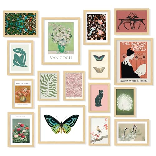 97 Decor Vintage Eclectic Home Decor - Boho Gallery Wall Art Prints Set, Cute Dorm Posters For Room Aesthetic Pictures, Earthy Boho Wall Decor For Teen Girl Bedroom Apartment Decoration (Unframed)