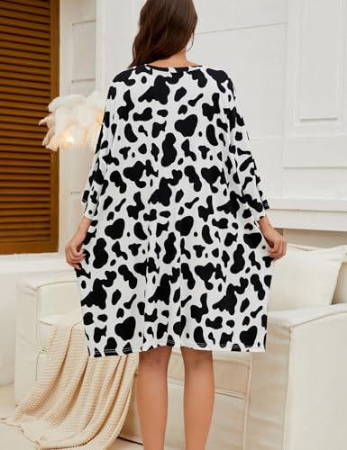 Chunoy Women Oversized Nightgown Short Sleeve Sleepwear Dress with Pockets4