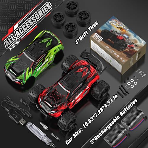Image of 1:18 RC Cars, 2.4GHz 4WD High Speed 40 KM /H Remote Control car with Drift Wheel, All Terrain Off Road Monster Truck RC Drift Car with Gyro for Adults Boys 8-12