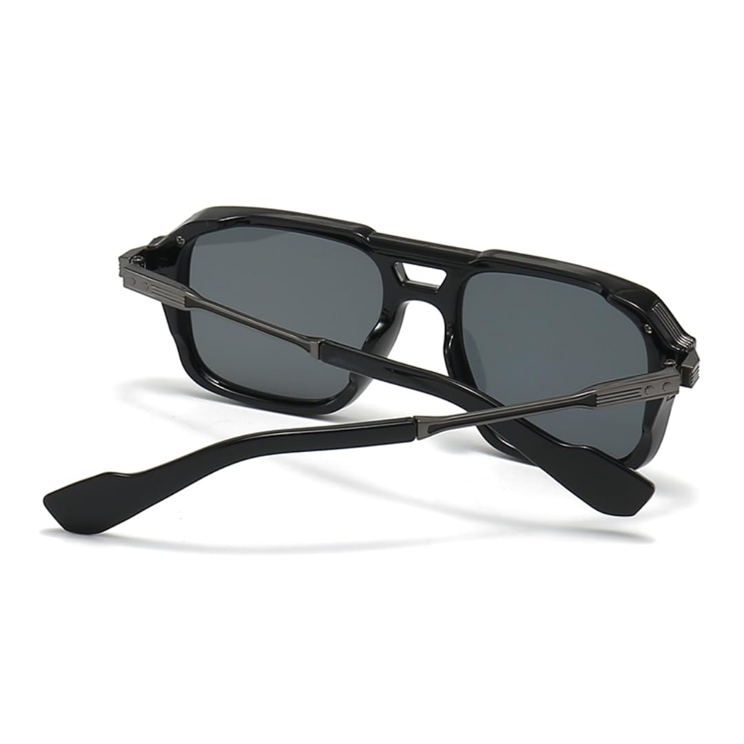 Herren Pilotenbrille Retro Doppelsteg Quadratische Rahmen Sonnenbrille