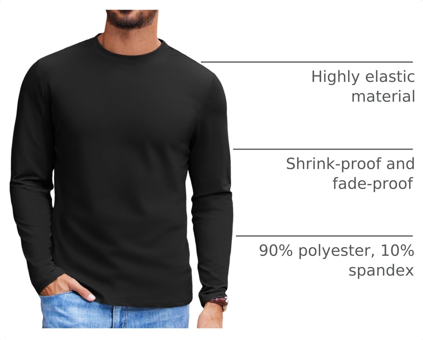 COOFANDY Mens Long Sleeve Tee Shirts Stretch Crew Neck Tee Shirts Casual T Shirts for Men image 4