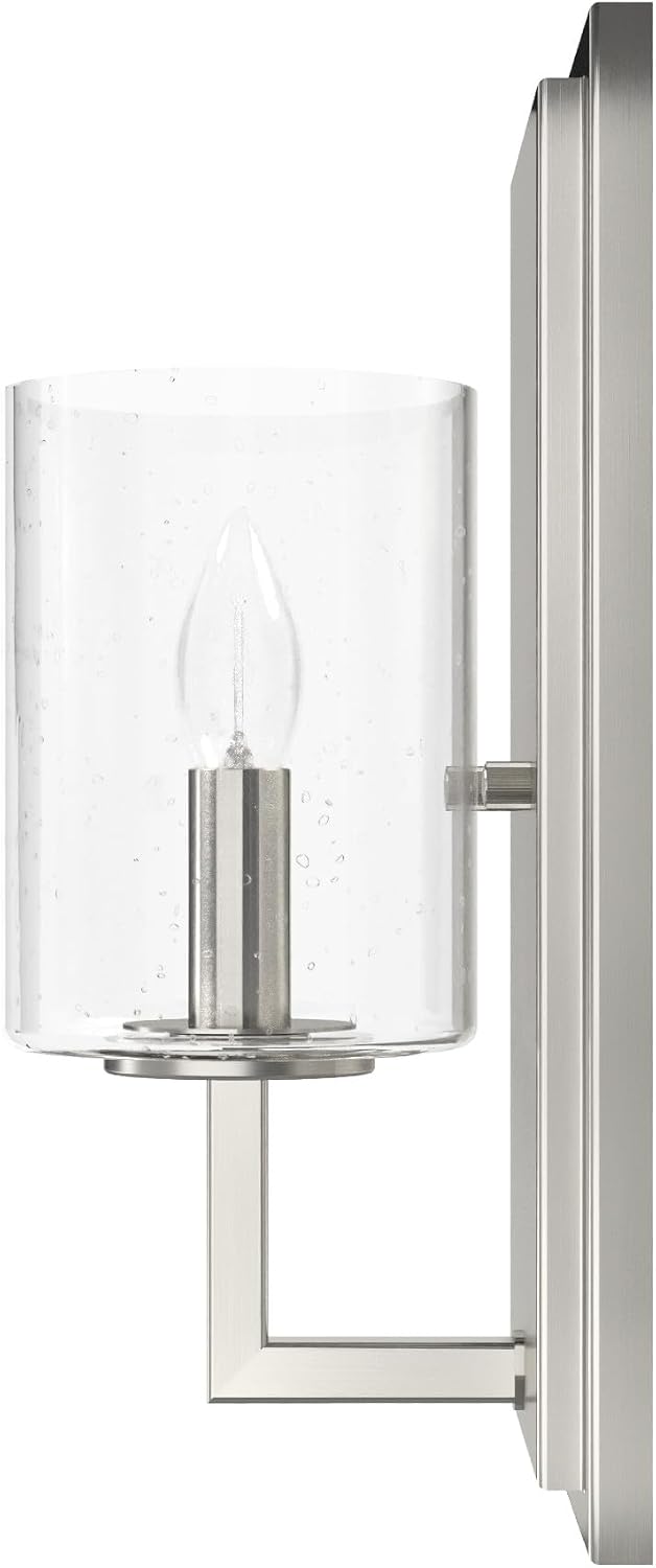 Hunter - Kerrison 1-light Brushed Nickel, Small Sconce Light, Dimmable, Modern Style, for Bedrooms, Kitchens, Foyers, Bathrooms - 19545