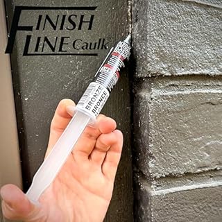 Finish Line Caulk – Acrylic Urethane Elastomeric Sealant – Pre-Filled Precision Caulk Gun – Dark Brown/Bronze – 1 oz Tube – Flexible & Durable Sealant for Trim, Baseboards, and Small Cracks