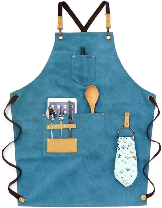 Washed Cotton Canvas Apron For Worker Studio Workshop Workwear Apron Barista Bartender Gardener Apron