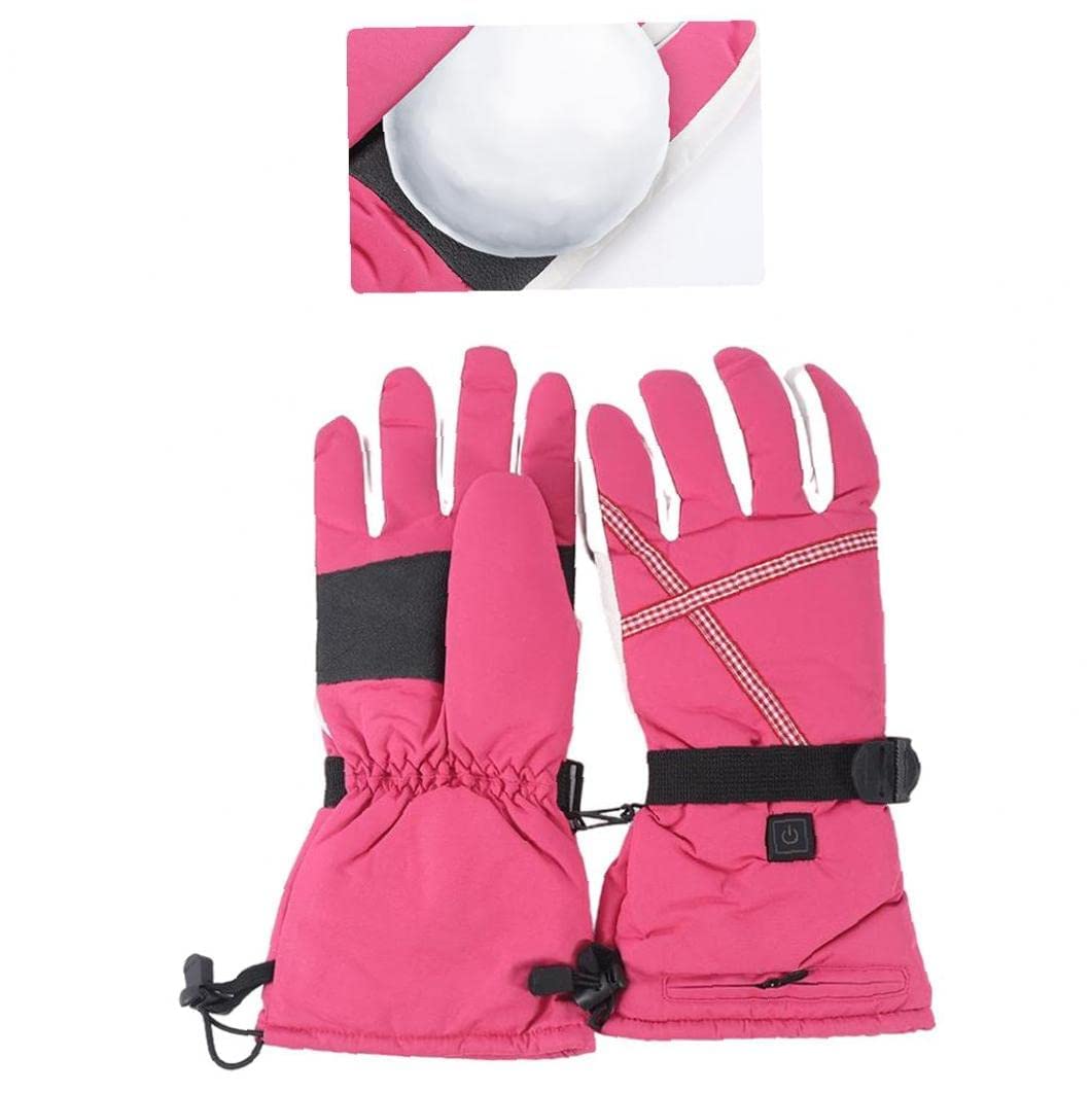 CHEWYNP Guanti riscaldati Guanti Termici elettrici alimentati a Batteria Rosa Ricaricabili, per Ciclismo all'aperto Montorcycle Campeggio Escursionismo Sci-1 Paio M