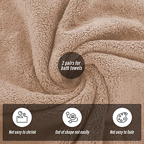 Moonqueen 2 Pack Premium Bath Towel Set - Quick Drying - Microfiber Coral Velvet Highly Absorbent Towels - Multipurpose Use As Bath Fitness, Bathroom, Shower, Sports, Yoga Towel (Brown) #TOP3