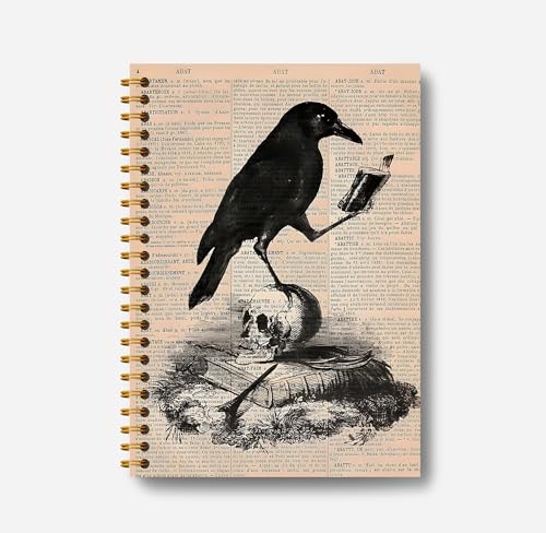 Carnet gothique crâne corbeau, journal cool et fournitures de bureau