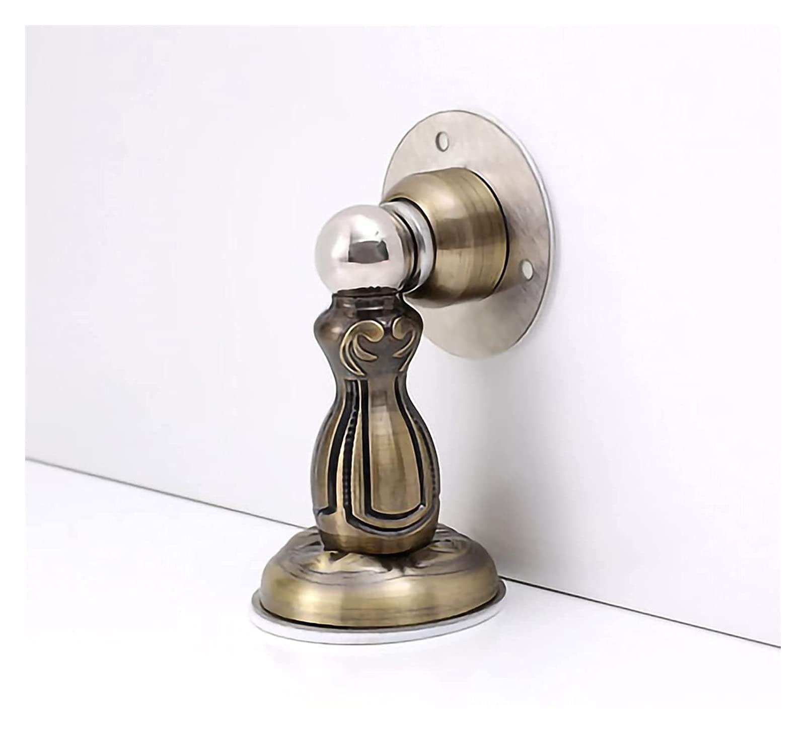 Door Stopper, Brushed Stainless Steel Wall Protector Hidden Catch Floor Nail-Free Doorstop Stable and Firm(Green Bronze)