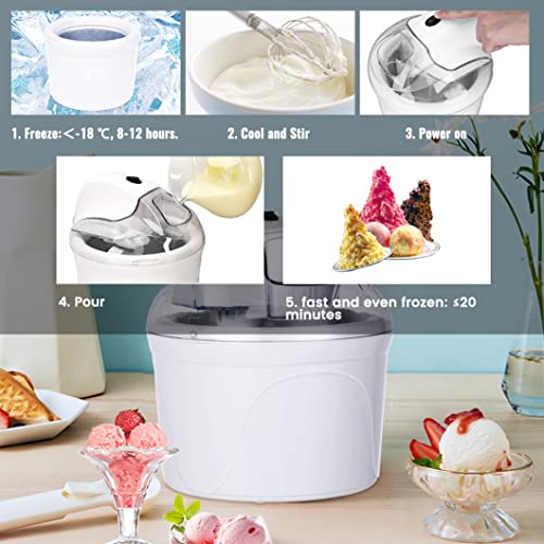 Vpcok Direct Eismaschine 1,5 L Speiseeismaschine Ohne Kompressor für 2-4 Personen in 30 Minuten fertig hausgemachtes Eis, aus Edelstahl mit entnehmbarem Eisbehälter, inkl. Rezeptheft – Bild 6