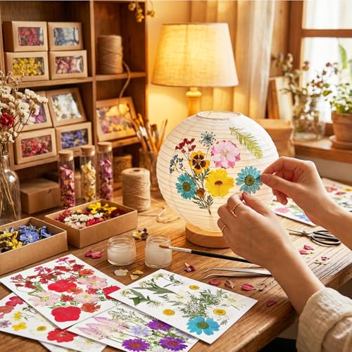 Image of Dried Flowers for Resin, 106pcs Natural Flowers and Leaves Compressed