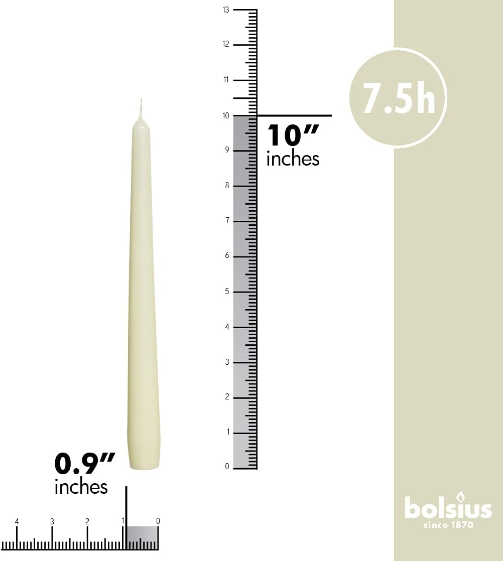 BOLSIUS 10 Count Unscented 10 Inch Ivory Household Taper Candles - 7.5 Hour Burning Time - Premium European Quality - Smokeless Dripless Taper Candlesticks - Great For Home Décor, Dinners, And Parties : Home & Kitchen