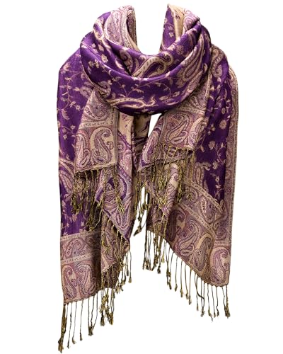 FURTALK Reversible Paisley Pashmina Shawl Wraps for Women Soft Exotic Indian Rave Scarf for Evening Dress Festival Scarves