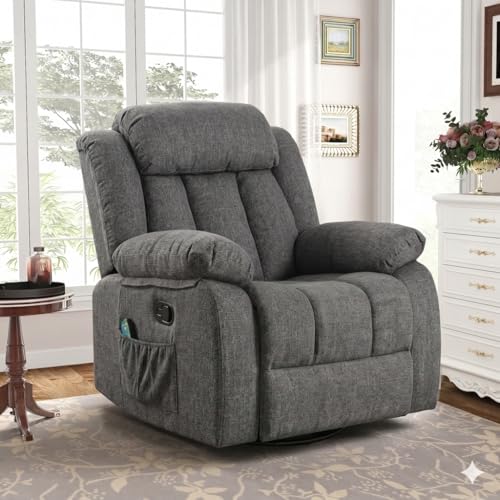 Image of Amazon Brand - Solimo Stark | Single Seater Sofa Recliner | Rocking, Revolving and Recline Manual Recliner (Velvet Grey) | 1 Year Warranty