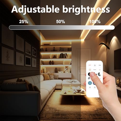 Image of COB LED Strip Lights, Dotless LED Lights with Remote& App, 49.2ft Warm White 2700K Super Bright Dimmable 24V Flexible LED Tape Light,Kitchen Cabinet,Office,Stairs,Shelf Indoor Lighting.