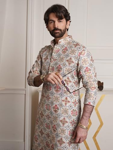 Image of SOJANYA (Since 1958 Men's Cotton Blend Ethnic Motifs Printed Only Long Kurta