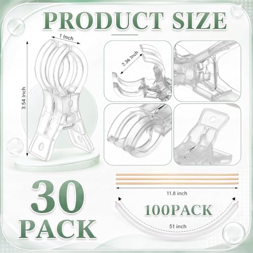 Image of 30 Pack 3.5 Inch Balloon Arch Clips 100 Pcs 260 Long Balloons Kit | 3.5 Inch Large Heavy Duty Clip, Plastic Transparent, Clear 260 Long Balloons, For Arch Backdrop Garland, Long Twisting Decor
