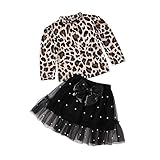 Kleinkind Kinder Baby Mädchen Leopard Drucken T. Hemd Bogen Tüll Rock Outfits einstellen A288