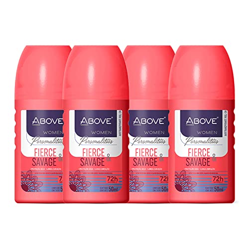 ABOVE Roll-On Personalities Set, Fierce and Savage, 4 Pcs - Deodorant for Women - 72-Hour Protection - Floral Fragrance - Dry Touch - No Stain