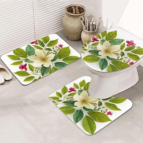Tapis de bain motif fleurs absorbant lot de 3 microfibre VACSAX