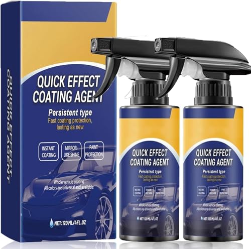 2Pcs Advanced Car Quick-Acting Coating Agent Spray, 120ml Quick Effect Coating Agent, Car Coating Spray, Advanced Ceramic Sprays Coatings, Multi-Functional Coating Renewal Agent for Cars, Motorcycles