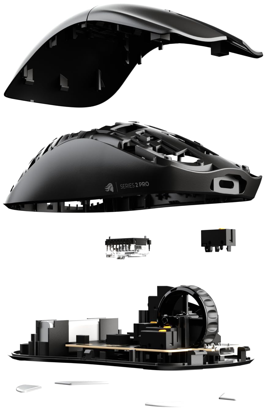 GLORIOUS Gaming Series 2 PRO mysz gamingowa - 55g. częst. odpyt. 8K, czujnik 26K, optyczne przełączniki, mysz e-sportowa dla PC, Ster. palcami/dłonią - Czarna - 2.4 GHz Wireless