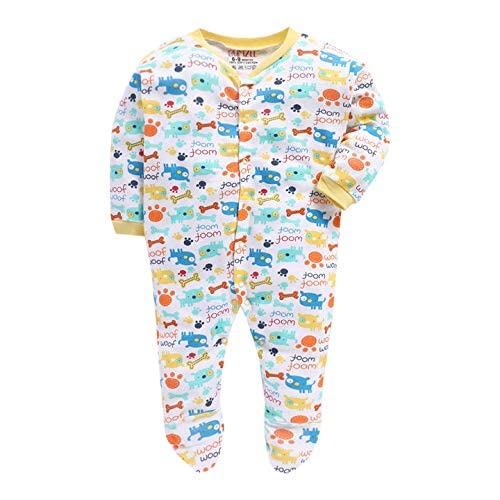 Image of Pooja Baby Rompers Sleepsuit Kid's Cotton All Over Print Night Suits Pack of 3