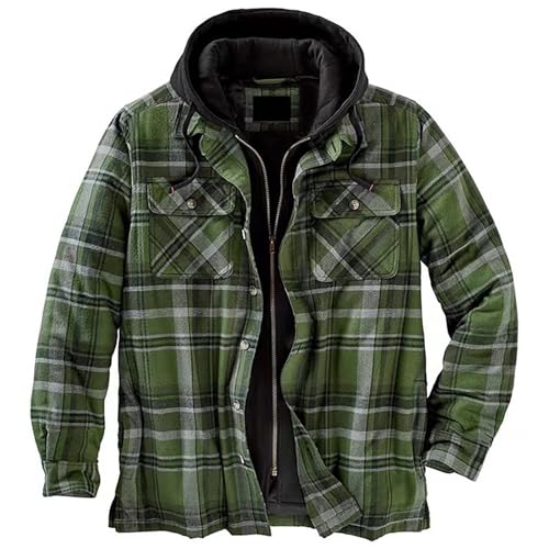 Mens Large Tall Jacket Autumn And Winter Fashion Casual Check Square Lapel Pocket Hoodle Fastening Clip Cotton Jacket Top For Men Winter Coats for Men Large Tall