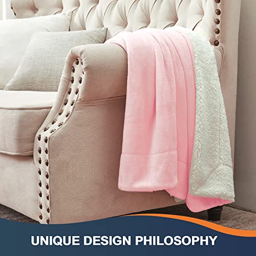 Walensee Sherpa Fleece Blanket (Throw Size 50”X60” Pink) Plush Throw Fuzzy Super Soft Reversible Microfiber Flannel Blankets For Couch, Bed, Sofa Ultra Luxurious Warm And Cozy For All Seasons #TOP5
