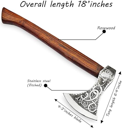 Miniatura 2 de AX-9898 Hacha de hacha vikinga hecha a mano personalizada arma real camping hacha Tomahawk con funda