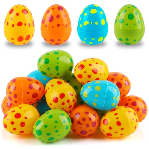 XIMEY Huevos de Plástico Coloridos para Rellena, 36 Piezas Huevos de Plástico Huecos, Huevos Sorpresa de Pascua, Huevos de Pascua para Rellenar Dulces y Regalos Infantiles (Motivo Maculato)