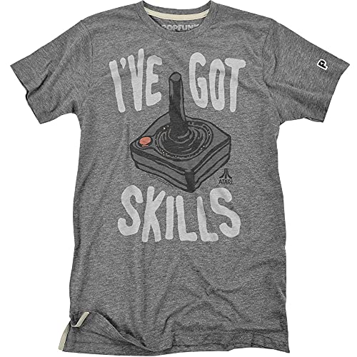 Popfunk Official Atari I've Got Skills OG Joystick Slim Fit Ultrasoft Tri-Blend T-Shirt (X-Large)