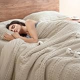 PHF 100% Cotton Waffle Duvet Cover Queen Size, Soft Breathable Cotton Bedding Duvet Cover Set for All Season, Waffle Weave Luxury Textured Design for All Home Decor, 3 Pieces, 90'x90', Oatmeal