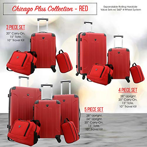 Travelers Club Sky+ Luggage Set, Red, 5 Piece