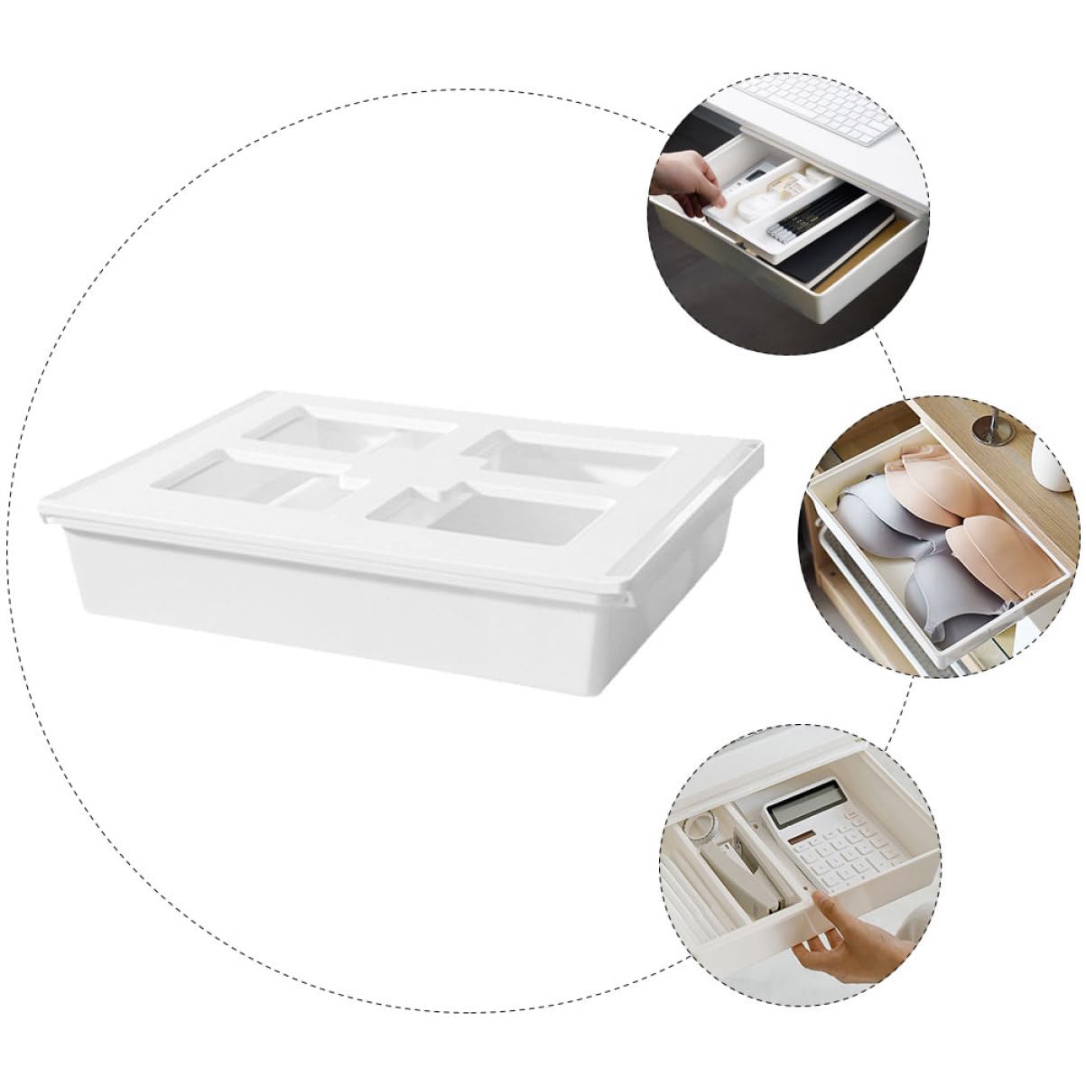 STOBOK Scatola Porta Oggetti in Plastica Resistente per Organizzatore Sotto la Scrivania Contenitore Salvaspazio per Cancelleria Strumenti Cosmetici